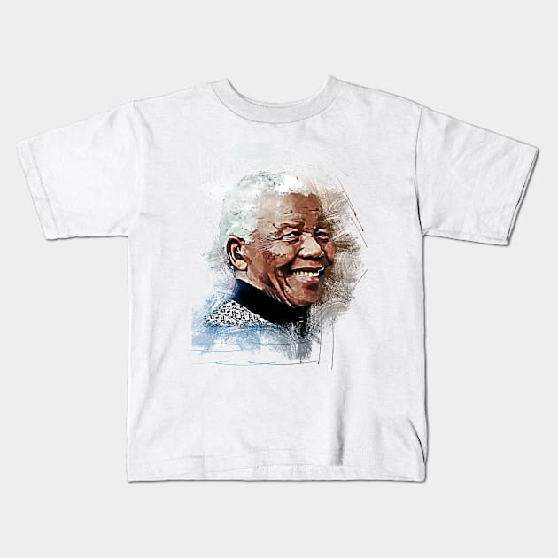 Nelson Mandela The Father of The Nation Kids T-Shirt by mobilunik